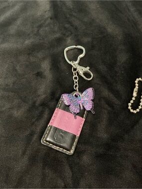 Hand made Coach Pink and Purple Hangtag with Butterfly Keychain/Purse Charm
